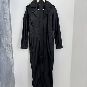 Ronny Kobo Collection Black Faux Leather Jumpsuit
